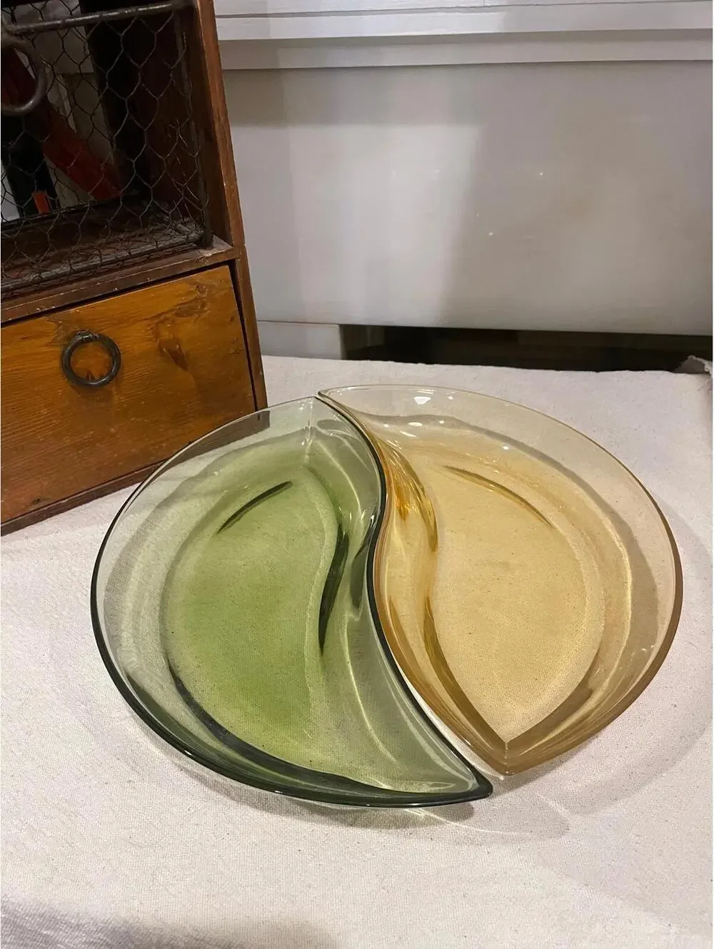 Villeroy and Boch New Wave green and amber glass appetizer dishes